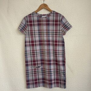Zara Plaid Shirtdress‎ Womens Small Red White Short sleeve